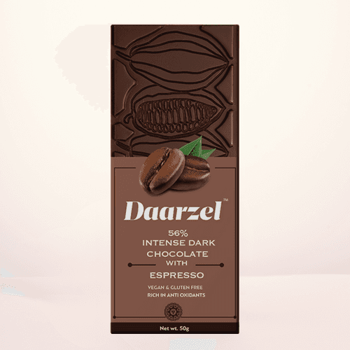 Daarzel -  56% Intense Dark Chocolate with Espresso | Vegan & Gluten Free | 50 g