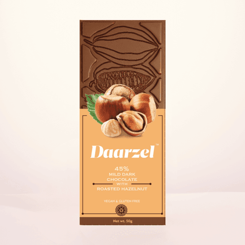 Dark Chocolate With Roasted Hazelnut 45% | Vegan | Gluten Free