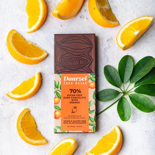 Sugar free Dark chocolate with Orange Pack of 4| Vegan