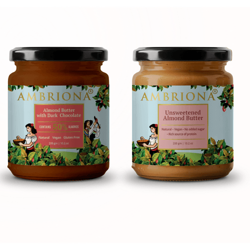 Pack of Almond Butters | Almond Butter Unsweetened | Almond Butter with Dark Chocolate | No palm oil | 400 g