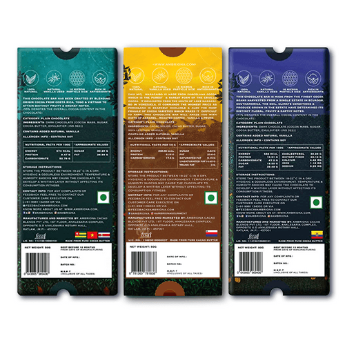 Pack of 3 Single Origin  Dark Chocolate 55 - 90%