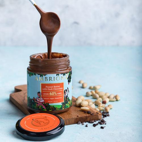 Pack of 3 Nut Butters with Dark Chocolate | Hazelnut , Peanut & Almond Butter