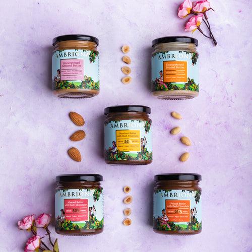 Pack of Almond Butters | Almond Butter Unsweetened | Almond Butter with Dark Chocolate | No palm oil | 400 g