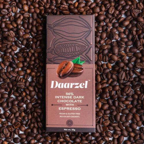 Daarzel -  56% Intense Dark Chocolate with Espresso | Vegan & Gluten Free | 50 g