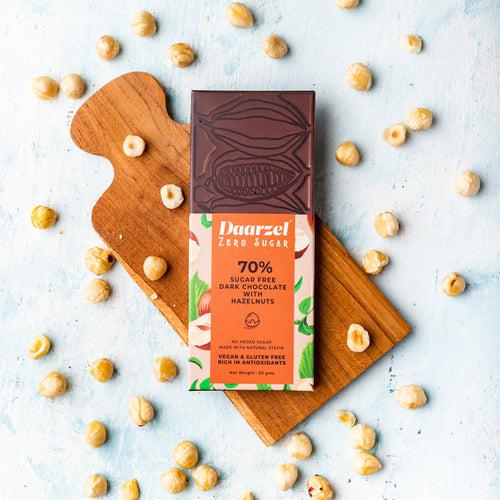 Sugar Free Dark Chocolate with Hazelnut | Vegan & Gluten Free