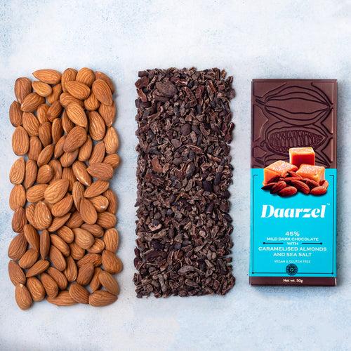 Pack of 4 Daarzel - 45% - 70% Vegan Dark Chocolate Box