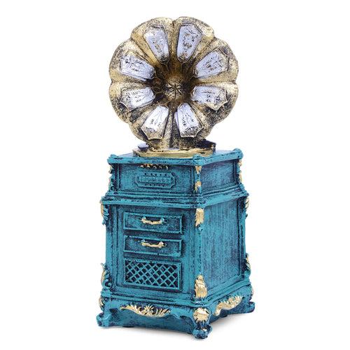 Tall Antique Gramophone Accent - Blue