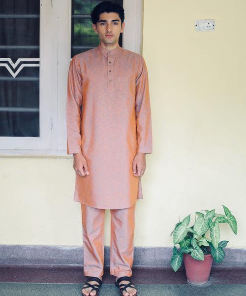 Sunset Spice Linen Kurta Pyjama Set