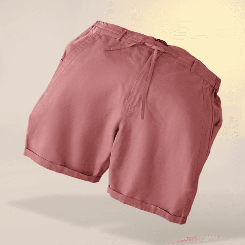 Salmon Cotton Linen Shorts