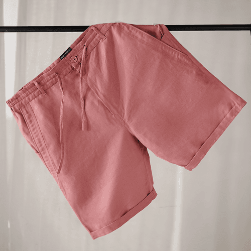 Salmon Cotton Linen Shorts