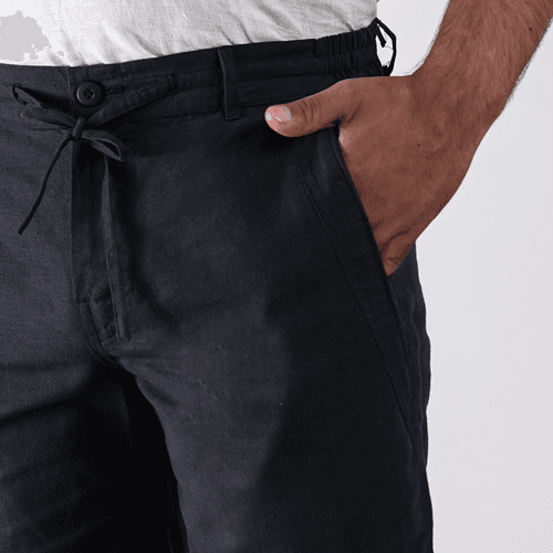 Charcoal Cotton Linen Shorts