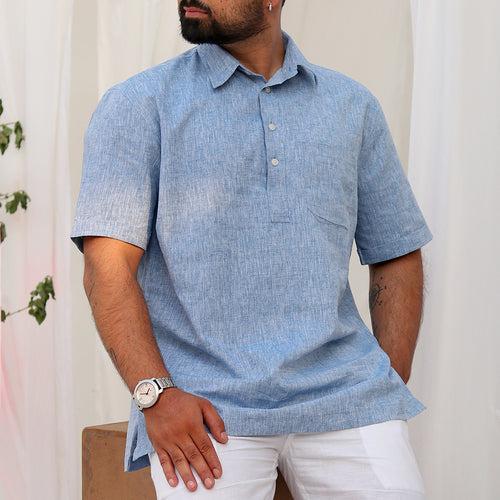 Carolina Blue Popover Kurta x Shirt