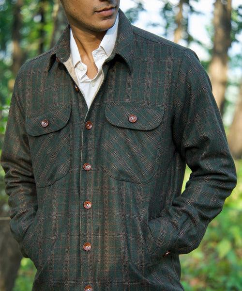 Olive Green Woollen Overshirt