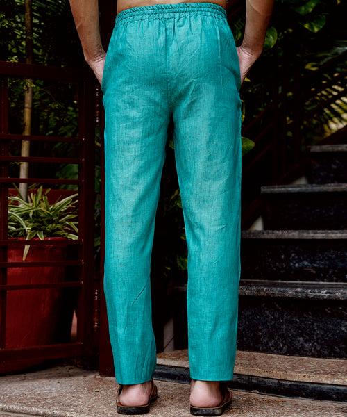 Pine Green Linen Kurta Pyjama Set