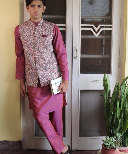 Burgundy Bliss Linen Kurta Pyjama Set