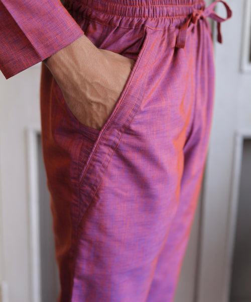 Burgundy Bliss Linen Kurta Pyjama Set