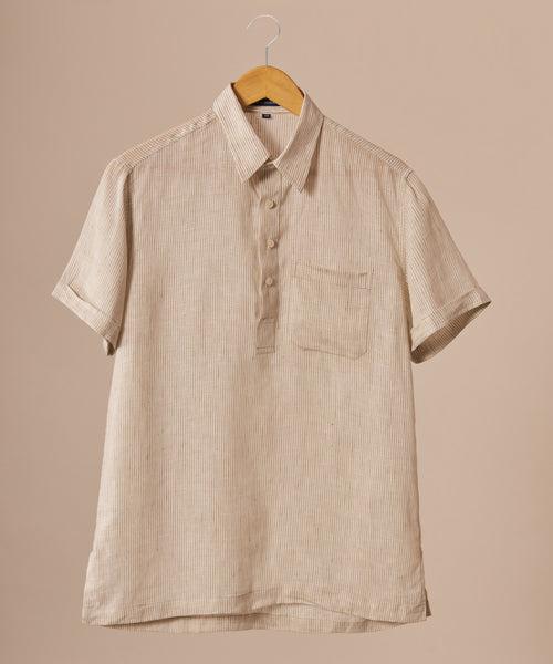 Ecru Striped Popover Shirt