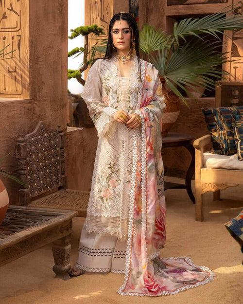 Coffee Cream Color Unstitched Cotton Self Embroidery Work Lawn Pakistani Salwar Suits