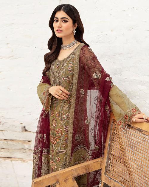 Mustard Yellow Color Georgette Unstitched Pakistani Suits