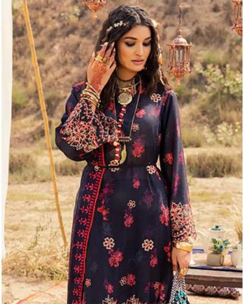 Sana Safinaz Black Color Unstitched Cotton Self Embroidery Work Printed Lawn Pakistani Suits