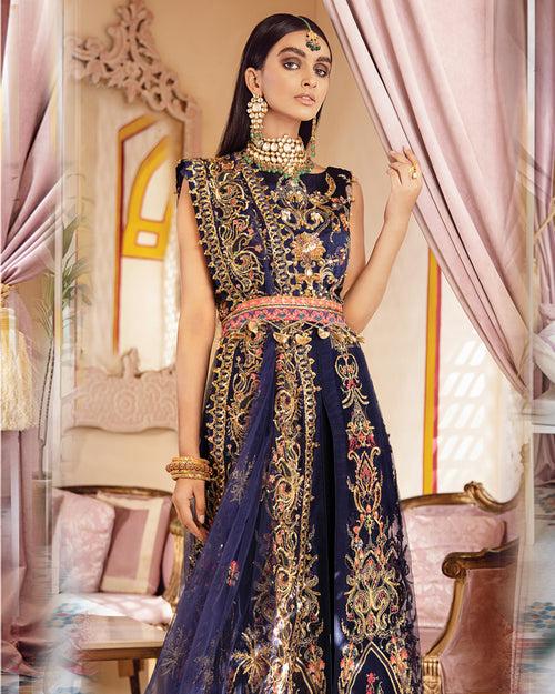 Blue Color Anarkali Unstitched Pakistani Salwar Kameez Suits