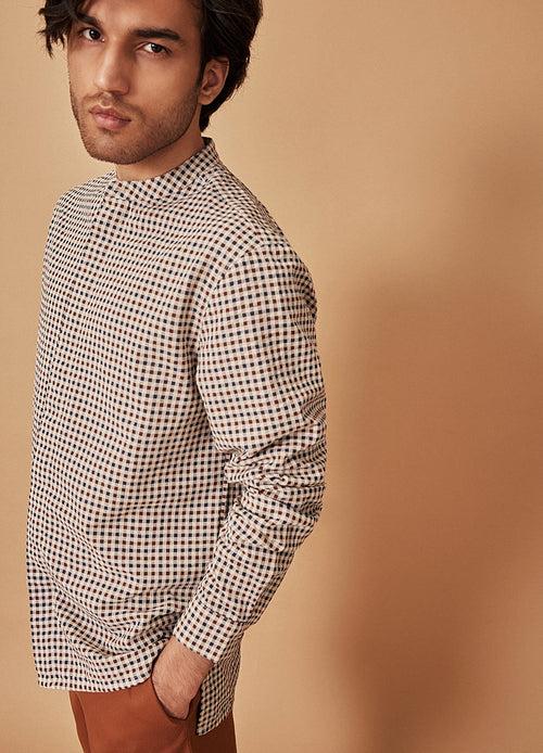 Checkered Mandarin Shirt