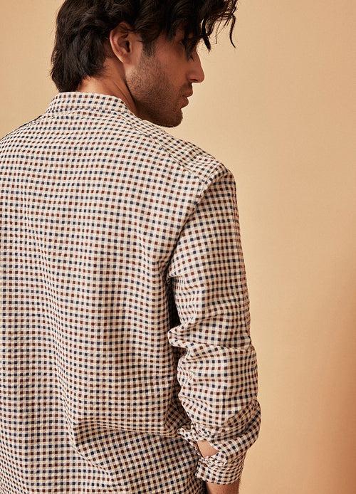 Checkered Mandarin Shirt