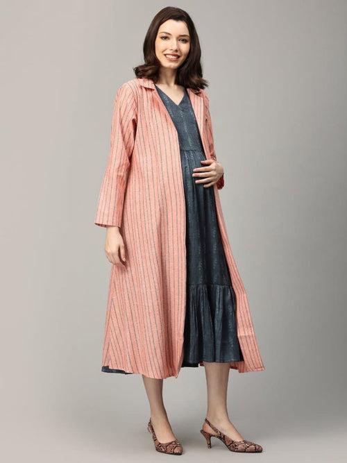 Ashen Orchid Maternity and Nursing Shacket Dress