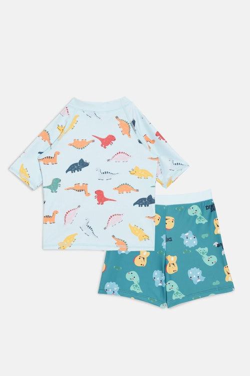 Dino Drive-by Boys T-shirt And Short Swim Set
