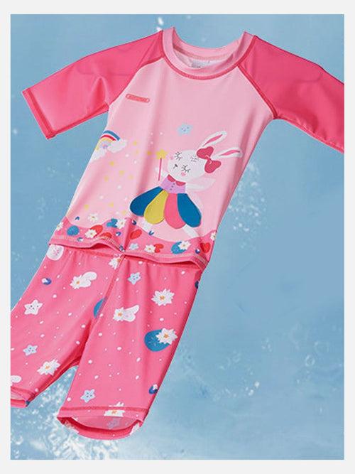 Little Surprise Box 3D Pink Rabbit Fairy Print Swimwear for Kids & Toddlers with UPF 50+