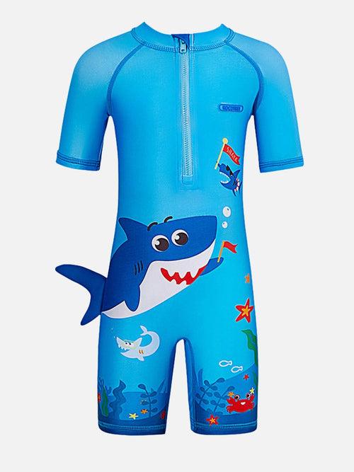 Little Surprise Box 3d Tail Blue Shark Swimwear for Toddlers & Kids with UPF 50+