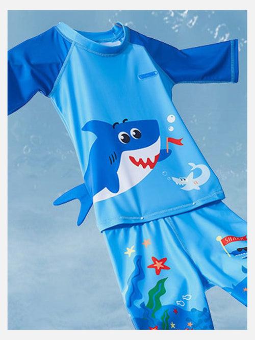 Little Surprise Box 3d Tail Blue Shark Swimwear for Toddlers & Kids with UPF 50+