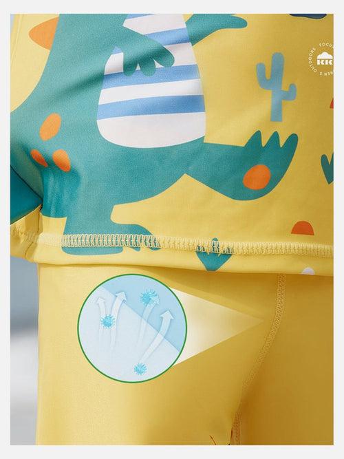 Little Surprise Box 3d Tail Yellow Volcano Dino Print Swimwear for Kids & Toddlers with UPF 50+