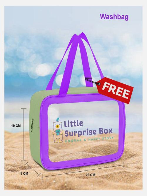 Little Surprise Box 3pcs Light Blue Stripes Swimsuit for Boys with UPF 50+