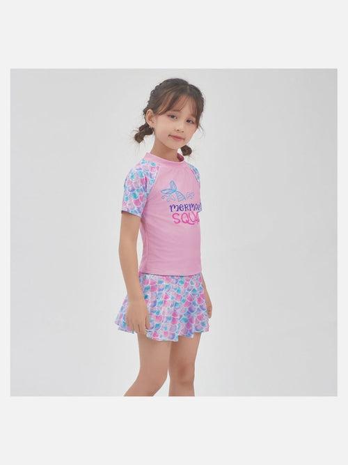 Little Surprise Box, Glitter Mermaid t-shirt & skirt set Swimwear with Shorts for Kids & Toddlers