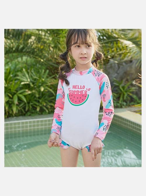 Little Surprise Box,One Piece Summer Watermelon print Swimwear +Swim Cap for Kids & Toddlers