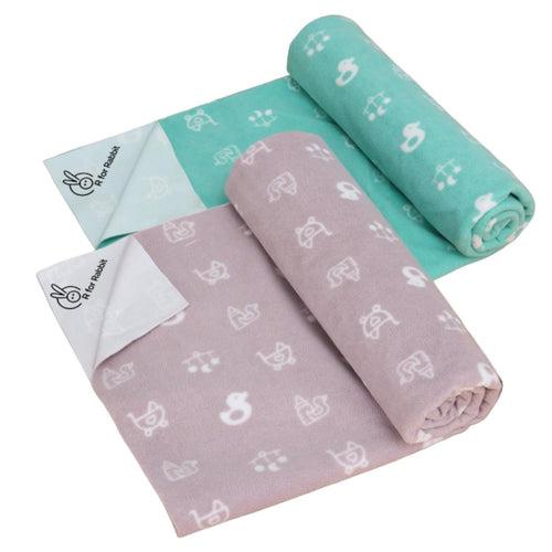 R for Rabbit Dry Nap L-Pack of 2- Green & Grey
