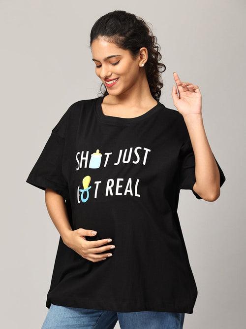 Shit Just Got Real Oversized Mumma T shirt