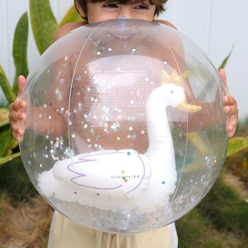 SUNNYLiFE 3D Inflatable Beach Ball Princess Swan Multi