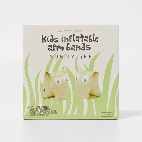 SUNNYLiFE Kids Inflatable Arm Bands Cookie the Croc Light Khaki