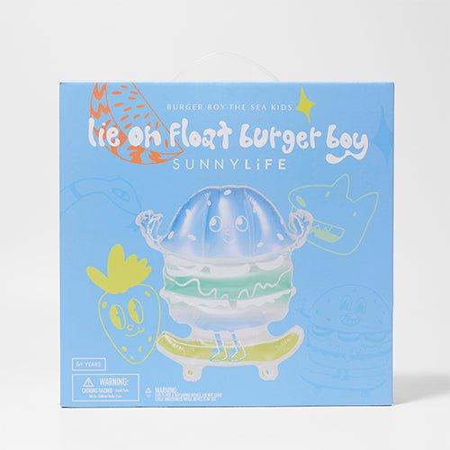 SUNNYLiFE Kids Lie-On Float Burger Boy The Sea Kids Blue-Lime