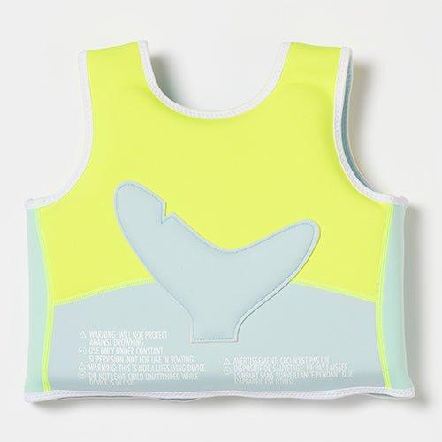 SUNNYLiFE Salty the Shark Swim Vest Aqua Neon Yellow
