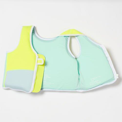 SUNNYLiFE Salty the Shark Swim Vest Aqua Neon Yellow