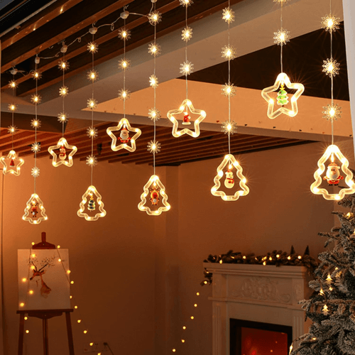 Christmas Star + Tree Curtain Lights | Warm White