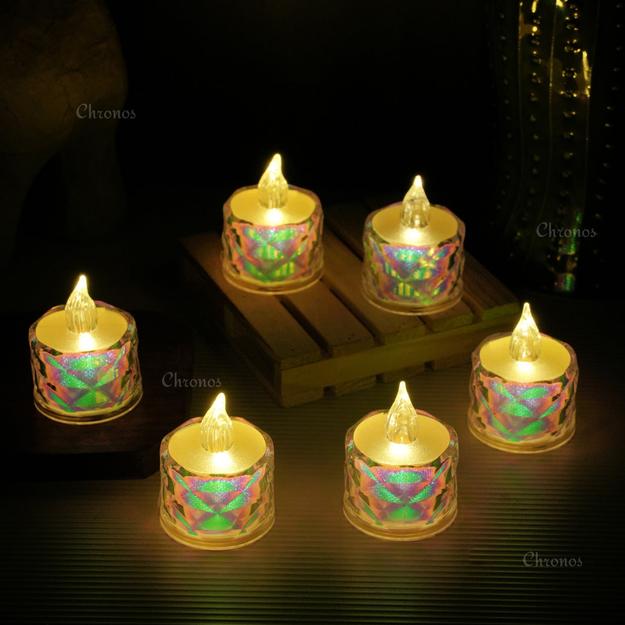 Crystal Diamond Reflection LED Tealight Candle | Rainbow