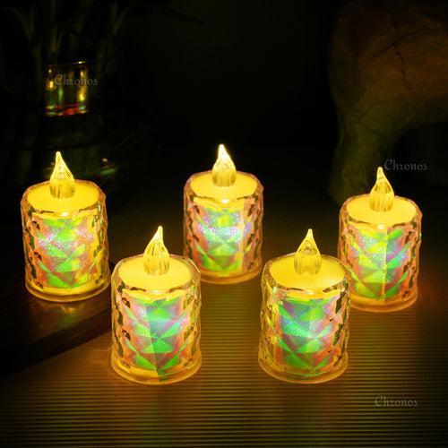 Crystal Diamond Reflection LED Tealight Candle | Rainbow