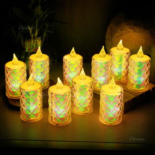 Crystal Diamond Reflection LED Tealight Candle | Rainbow