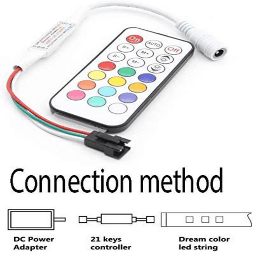 Mini RGBIC Strip Light Controller with 21 Key Remote Control