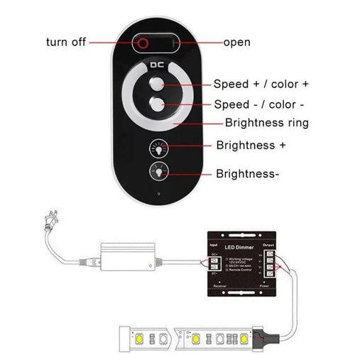 DC12-24V 24A LED Strip Light RF Touch Remote Controller Dimmer