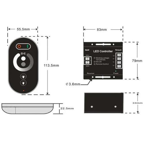 DC12-24V 24A LED Strip Light RF Touch Remote Controller Dimmer